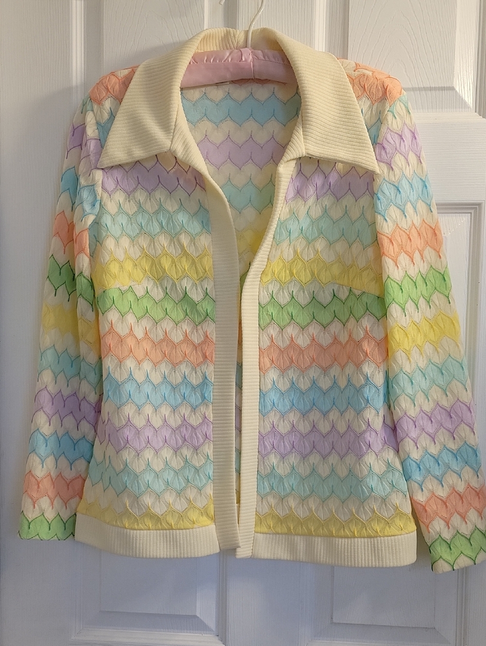 Vintage Altogether Fashions Retro Pastel Crochet Like Polyester Top No Sz Listed